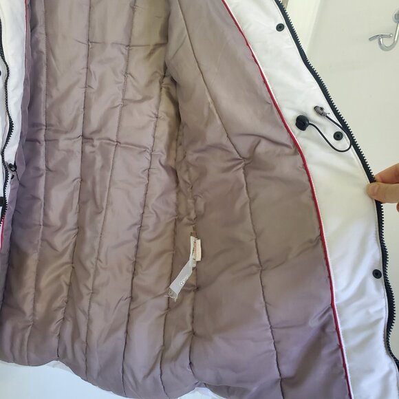 Point Zero White Winter Coat Medium | Cinch Waist Puffer Jacket with Hood - Picture 5 of 13